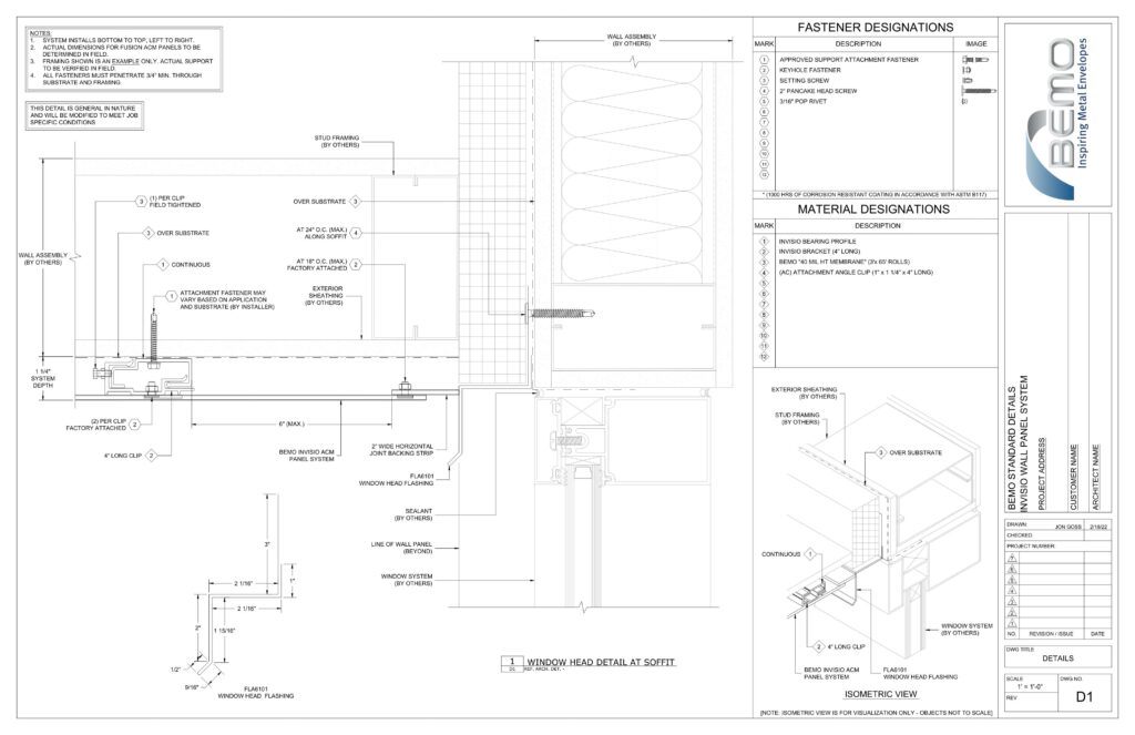 INVISIO Wall Window Head at Soffit - Detail - BEMO